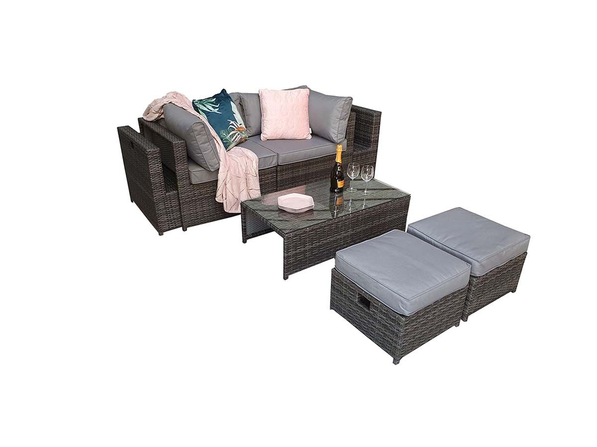 Signature Weave Chelsea Grey Modular Rattan Garden Sofa Dining Set with
